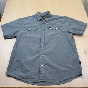 Howler Brothers Shirt Large L Crosscut Deluxe Beams Blue Spruce Pearl Snap